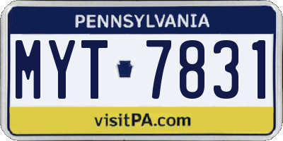 PA license plate MYT7831