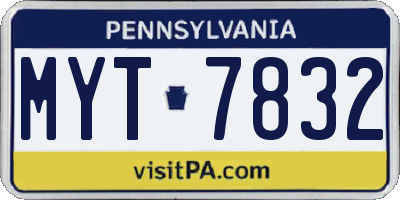 PA license plate MYT7832