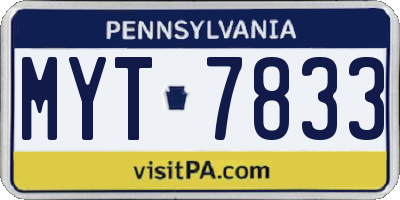 PA license plate MYT7833
