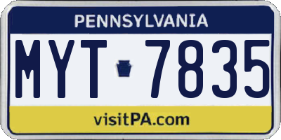 PA license plate MYT7835