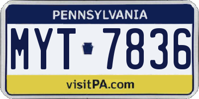 PA license plate MYT7836