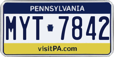 PA license plate MYT7842