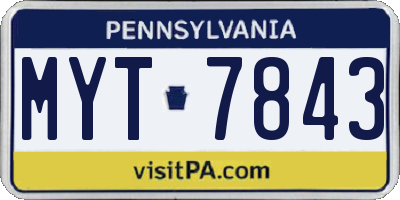 PA license plate MYT7843