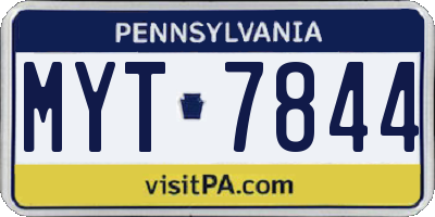 PA license plate MYT7844