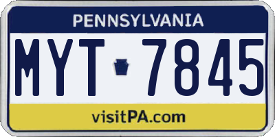 PA license plate MYT7845