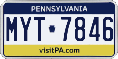 PA license plate MYT7846