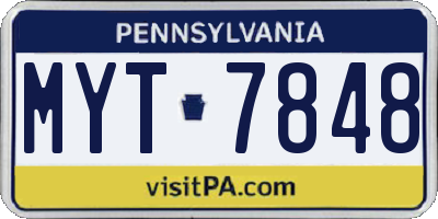 PA license plate MYT7848