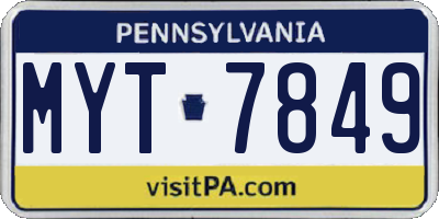PA license plate MYT7849