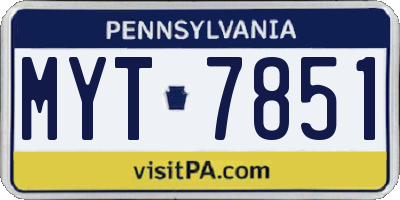 PA license plate MYT7851