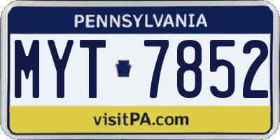 PA license plate MYT7852