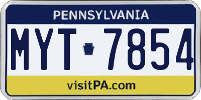 PA license plate MYT7854