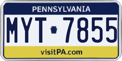 PA license plate MYT7855