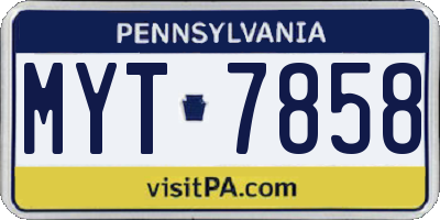 PA license plate MYT7858