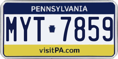 PA license plate MYT7859