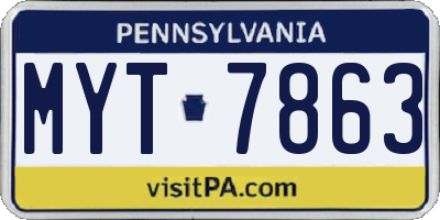PA license plate MYT7863