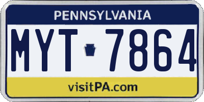 PA license plate MYT7864