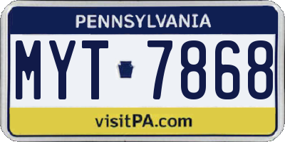PA license plate MYT7868