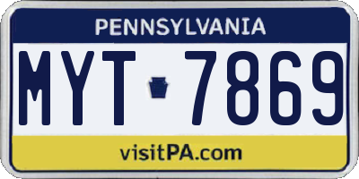 PA license plate MYT7869