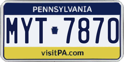 PA license plate MYT7870