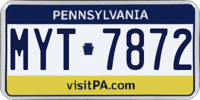 PA license plate MYT7872