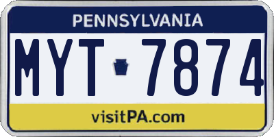 PA license plate MYT7874