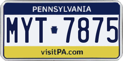 PA license plate MYT7875