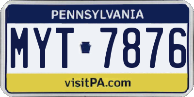PA license plate MYT7876