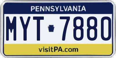 PA license plate MYT7880