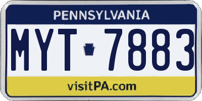 PA license plate MYT7883