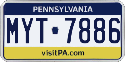 PA license plate MYT7886