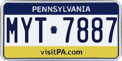 PA license plate MYT7887