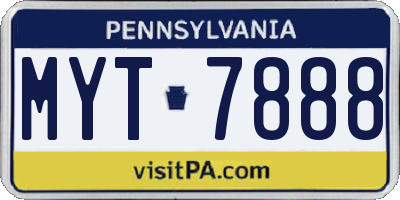 PA license plate MYT7888