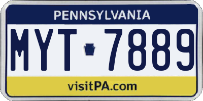 PA license plate MYT7889