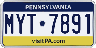 PA license plate MYT7891