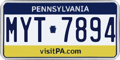 PA license plate MYT7894
