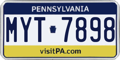 PA license plate MYT7898