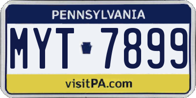 PA license plate MYT7899