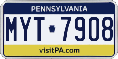 PA license plate MYT7908