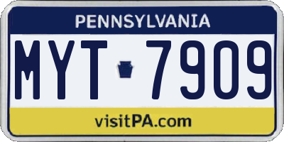 PA license plate MYT7909