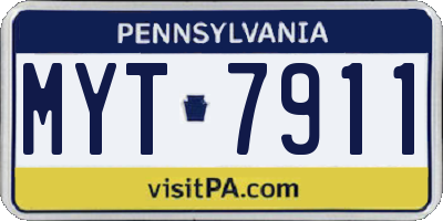 PA license plate MYT7911