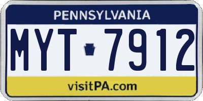 PA license plate MYT7912
