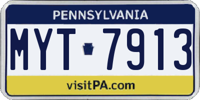 PA license plate MYT7913
