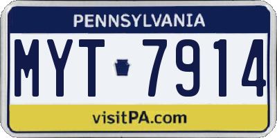 PA license plate MYT7914