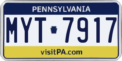 PA license plate MYT7917