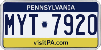 PA license plate MYT7920