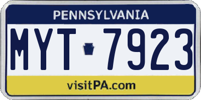 PA license plate MYT7923