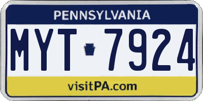 PA license plate MYT7924
