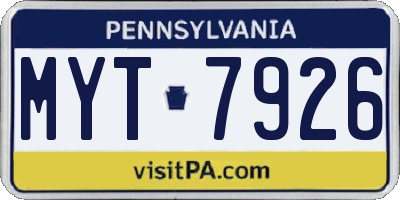 PA license plate MYT7926