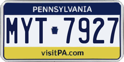 PA license plate MYT7927