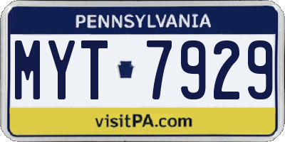 PA license plate MYT7929